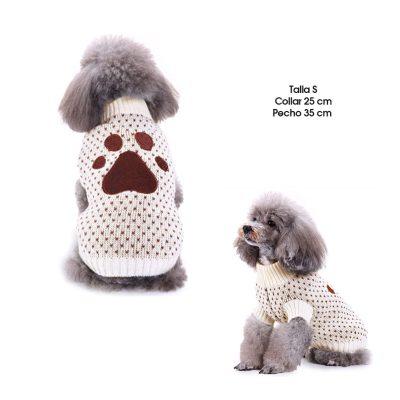 SWEATER P/PERRO BEIGE C/HUELLA CAFE TALLA  S MQ-MYD85