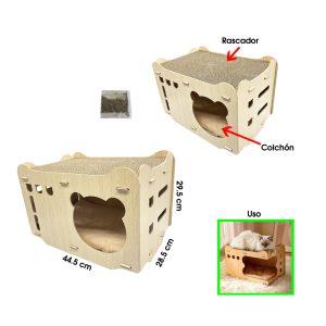 CASA Y RASCADOR P/GATOS MADERA MT001A