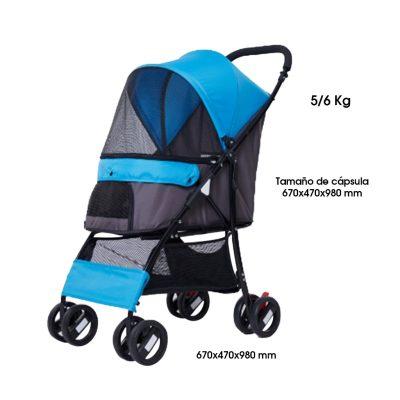 CARRUAJE P/MASCOTAS CAPSULA CELESTE 580X320X530MM PC101