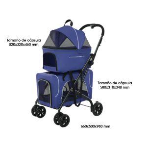 CARRUAJE P/MASCOTAS 2 NIVELSE CAPSULA AZUL 520X320X460MM PC204