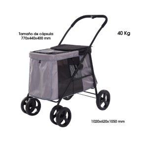 CARRUAJE P/MASCOTAS CON RUEDAS 770X440X400MM PC402