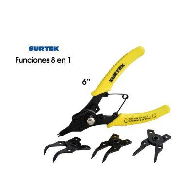 PINZA P/ANILLOS DE RETENCION SURTEK 4 CABEZAS 8 EN 1