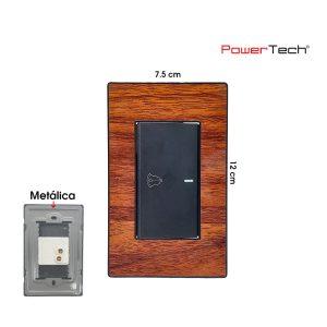 PLACA CON INTERRUPTOR DE TIMBRE PREMIUM MADERA POWERTECH