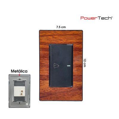 PLACA CON INTERRUPTOR DE TIMBRE PREMIUM MADERA POWERTECH
