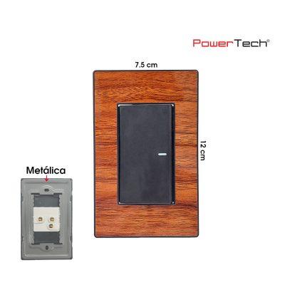 PLACA CON UN APAGADOR 3 WAY PREMIUM MADERA POWERTECH