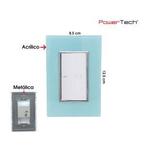 PLACA CON INTERRUPTOR DE TIMBRE PREMIUM ACRILICO AQUA POWERTECH