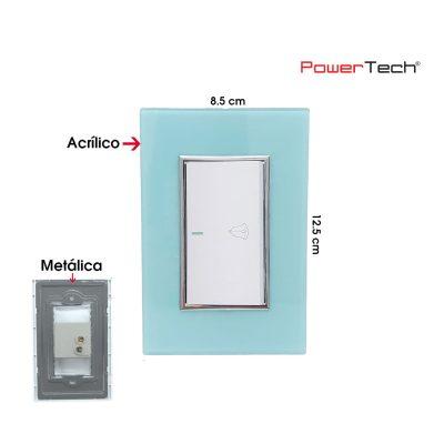 PLACA CON INTERRUPTOR DE TIMBRE PREMIUM ACRILICO AQUA POWERTECH