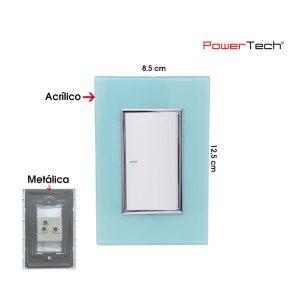 PLACA CON UN APAGADOR 3 WAY PREMIUM ACRILICO AQUA POWERTECH