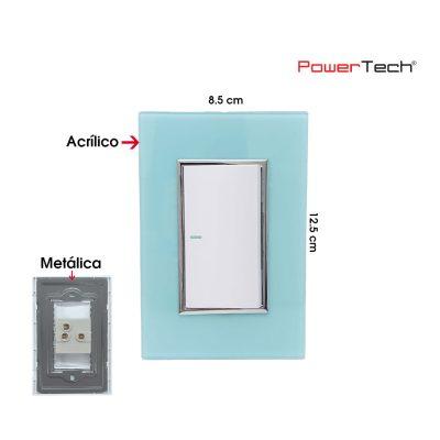 PLACA CON UN APAGADOR 3 WAY PREMIUM ACRILICO AQUA POWERTECH
