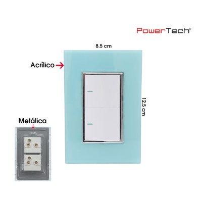 PLACA CON DOS APAGADORES 3 WAY PREMIUM AQUA  ACRILICO POWERTECH