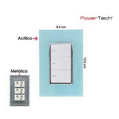 PLACA CON TRES APAGADORES 3 WAY PREMIUM ACRILICO AQUA POWERTECH