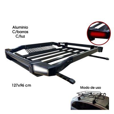 PORTAMALETAS ALUMINIO NEGRO GRUESA C/LUZ 127X96 C/BARRAS