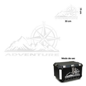 STICKER P/CAJUELA DE MOTO 33X19CM MEDIANA  ADVENTURE BLANCA