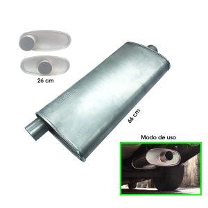 SILENCIADOR UNIVERSAL P/CARRO OVALADO 66X26CM MOTORV6
