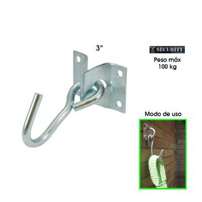 GANCHO P/HAMACA SECURITY HASTA 100 KILOS ACERO SC-HH-100KG