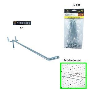 GANCHO RECTO P/EXHIBIDOR PERFORADO 6 PLG 150MM 10 PCS