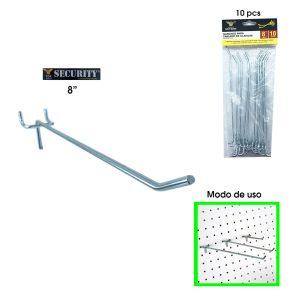 GANCHO RECTO P/EXHIBIDOR PERFORADO 8 PLG 200MM 10 PCS