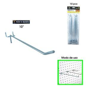 GANCHO RECTO P/EXHIBIDOR PERFORADO 10 PLG 250MM 10 PCS