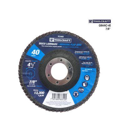 DISCO ABRASIVO LAMINADO 4 1/2 PLG GRANO 40 TOOLCRAFT
