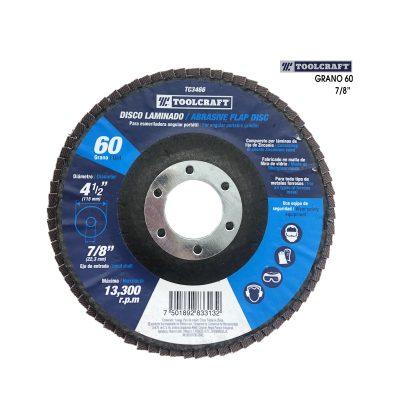 DISCO ABRASIVO LAMINADO 4 1/2 PLG GRANO 60 TOOLCRAFT