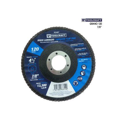 DISCO ABRASIVO LAMINADO 4 1/2 PLG GRANO 120 TOOLCRAFT