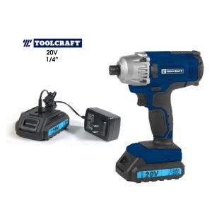 DESARMADOR DE IMPACTO INALAMBRICO 1/4 LUZ LED  BATERIA Y CARGADOR TOOLCRAFT