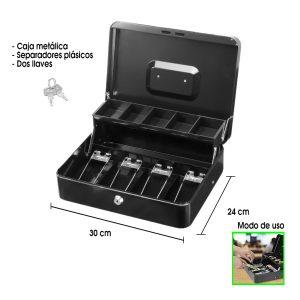 CAJA DE METAL P/DINERO 608 30X24X9CM NEGRA 3112402
