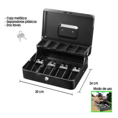 CAJA DE METAL P/DINERO 608 30X24X9CM NEGRA 3112402
