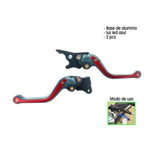 MANECILLA P/MOTO ALUMINIO BK/RD 2 PCS LUZ AZUL 3112416