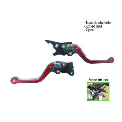 MANECILLA P/MOTO ALUMINIO BK/RD 2 PCS LUZ AZUL 3112416