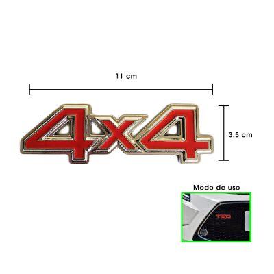 EMBLEMA METALICO P/PERSINA 4X4 ROJO 10.5X3.5CM
