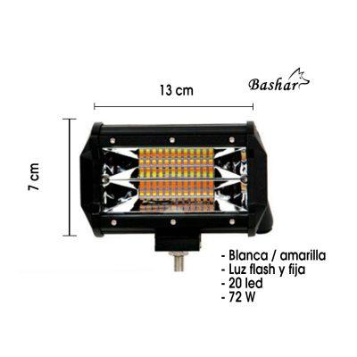 NEBLINERA 20 LED RECTANGULAR FIJO/FLASH 13.5X7.5X5.5CM W/Y JR-F-72WDUAl