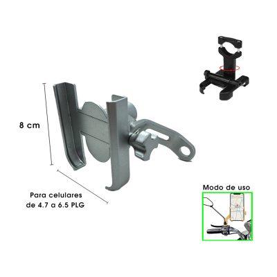 PORTA CELULAR METALICO P/MOTO SILVER C/PATA CD-3303