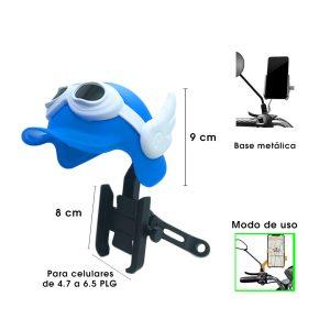 PORTA CELULAR P/MOTO CASCO  AZUL C/PATA NEGRO DLS-M301