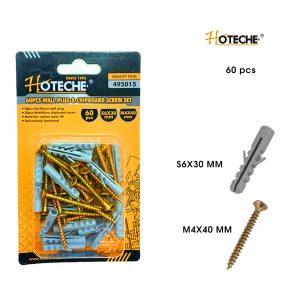 TORNILLOS Y TARUGOS 60PCS #6 S6X30MM  M4X40MM HOTECHE