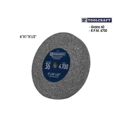 PIEDRA PARA ESMERIL 6" GRANO 60 ESPESOR 1" EJE 1/2