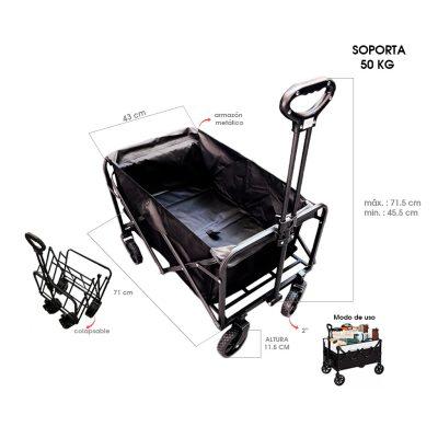 CARRETA MULTIUSOS SIN FRENO 46X72X25 50KG QK-225