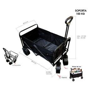 CARRETA MULTIUSOS CON FRENO 87X49X27CM 100KG QK-334
