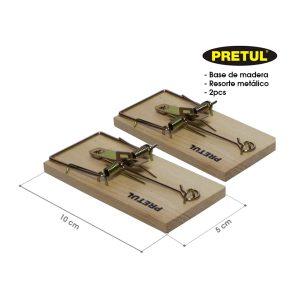 TRAMPA P/RATON PEQUEÑA 4 PLG  DE MADERA 2 PCS PRETUL