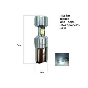 BOMBILLO LED BA20D WHITE ALTA Y BAJA DC12-80V L3337