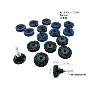 DISCOS DE LIMPIEZA PULIDORES DE FIBRA  P/BARRENO 16 PCS 2 PLG ART NO.22-0001