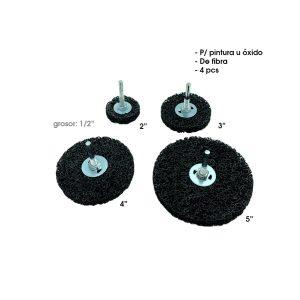 DISCOS DE LIMPIEZA PULIDORES DE FIBRA  P/BARRENO 4 PCS 2, 3, 4 Y 5 PLG ART NO.22-0002