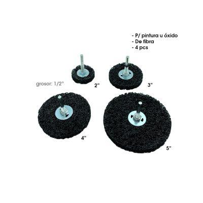DISCOS DE LIMPIEZA PULIDORES DE FIBRA  P/BARRENO 4 PCS 2, 3, 4 Y 5 PLG ART NO.22-0002