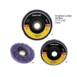 DISCOS DE LIMPIEZA PULIDORES DE FIBRA  3 PCS 4, 4.5 Y 5 PLG ART NO.22-0003