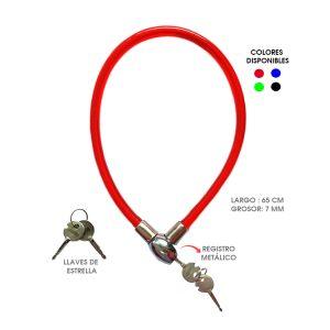 CANDADO P/BICICLETA CHAPA METALICA 65CMX7MM VARIOS COLORES BA-33