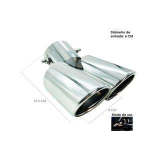 PUNTA DE ESCAPE CROMADO DOBLE 63MM YKMF-001