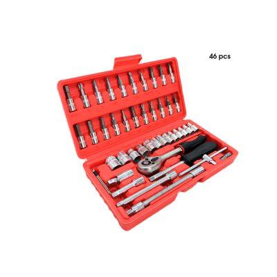 RATCHET C/ COPAS Y  PUNTAS 46 PCS 1/4 PLG CAJA ROJA  TQ-Z-15
