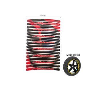 STICKER P/AROS DE MOTO NEGRO Y ROJO ALPINESTAR