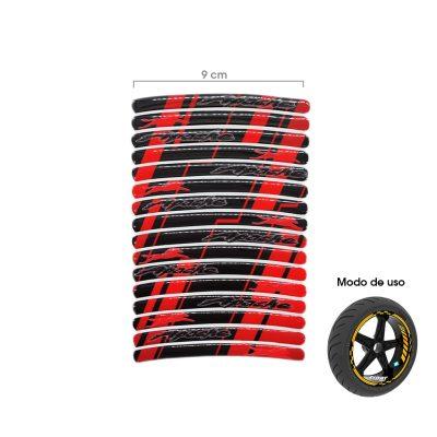 STICKER P/AROS DE MOTO NEGRO Y ROJO APACHE