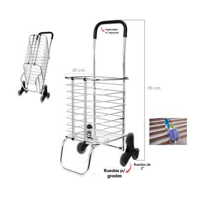 CARRETILLA P/MERCADO METALICA 6 RUEDAS 40X23X91 CM QK-888C